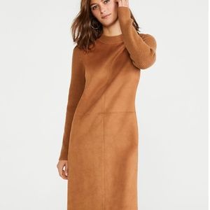 NWT Ann Taylor Faux Suede Paneled Sweater Dress